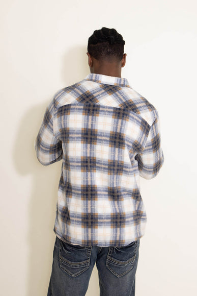 Mens Simply Southern Plaid Fleece Shacket for Men in White