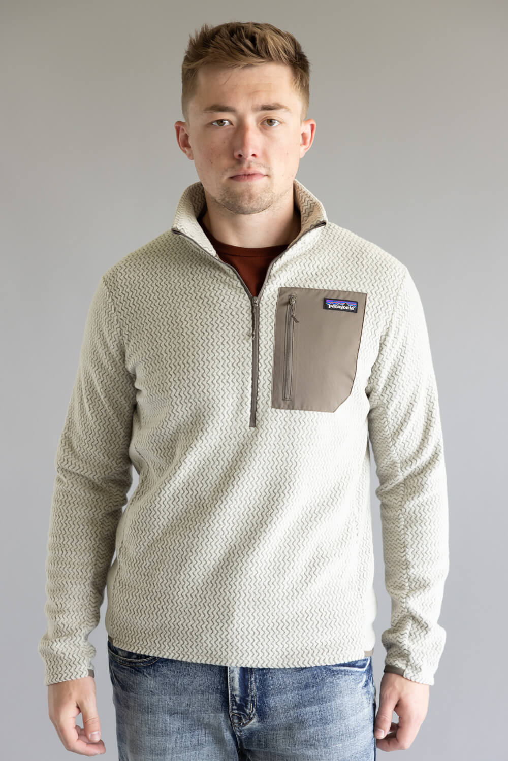 Patagonia Men's R1 Air Zip Neck in Pelican | 40246-PLCN PELICAN
