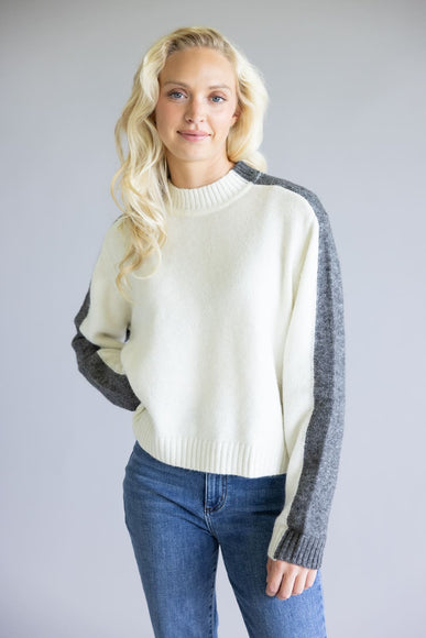Elan Color Block Sweater for Women in Grey/White