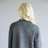 Elan Color Block Sweater for Women in Grey/White