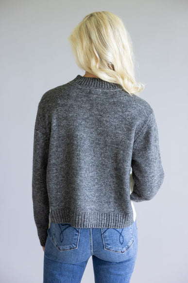 Elan Color Block Sweater for Women in Grey/White