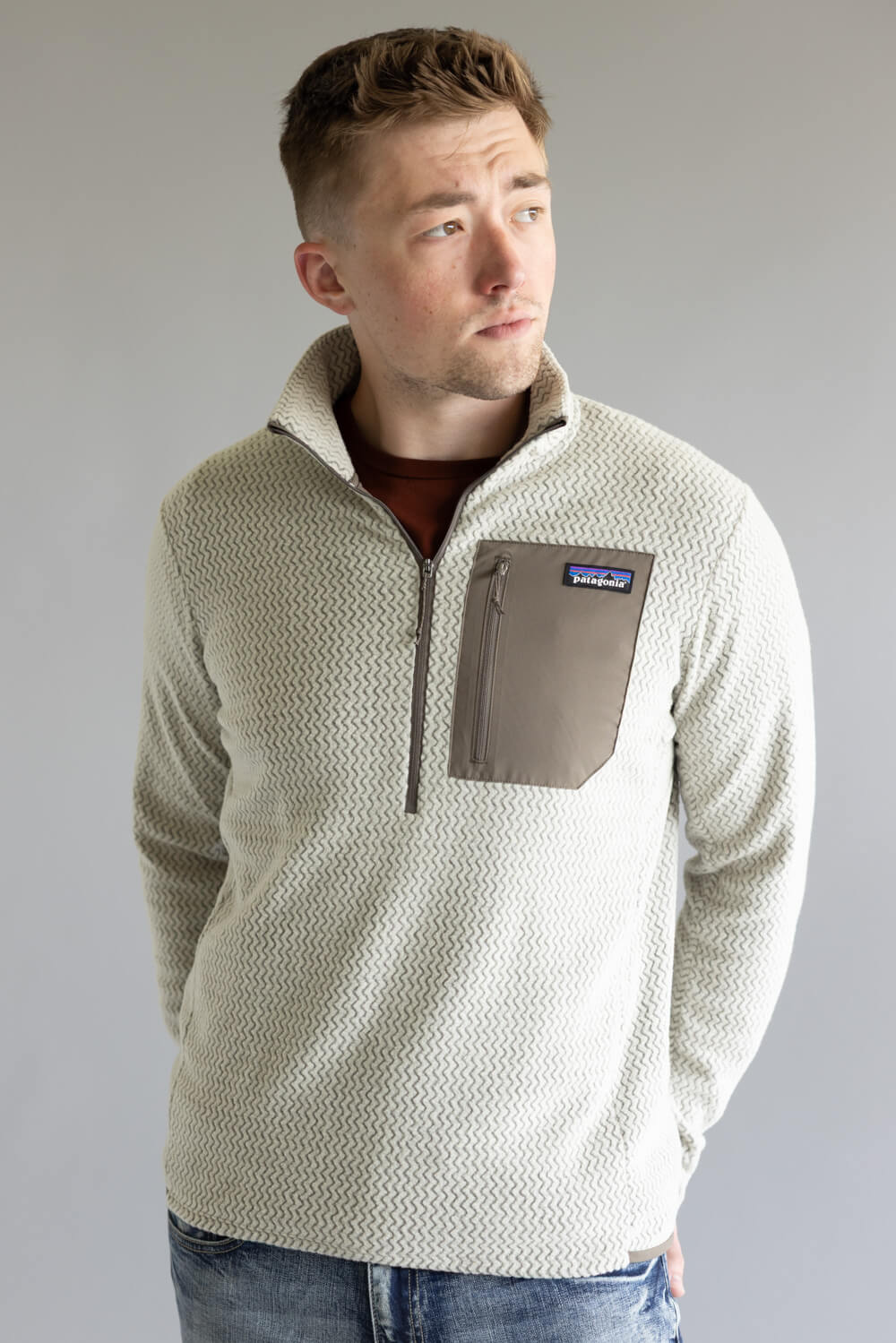 Patagonia Men's R1 Air Zip Neck in Pelican | 40246-PLCN PELICAN