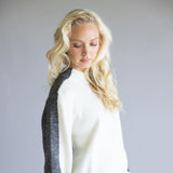 Elan Color Block Sweater for Women in Grey/White