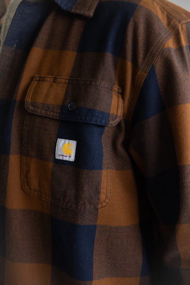 Carhartt Loose Fit Heavyweight Plaid Flannel for Men in Brown/Blue 