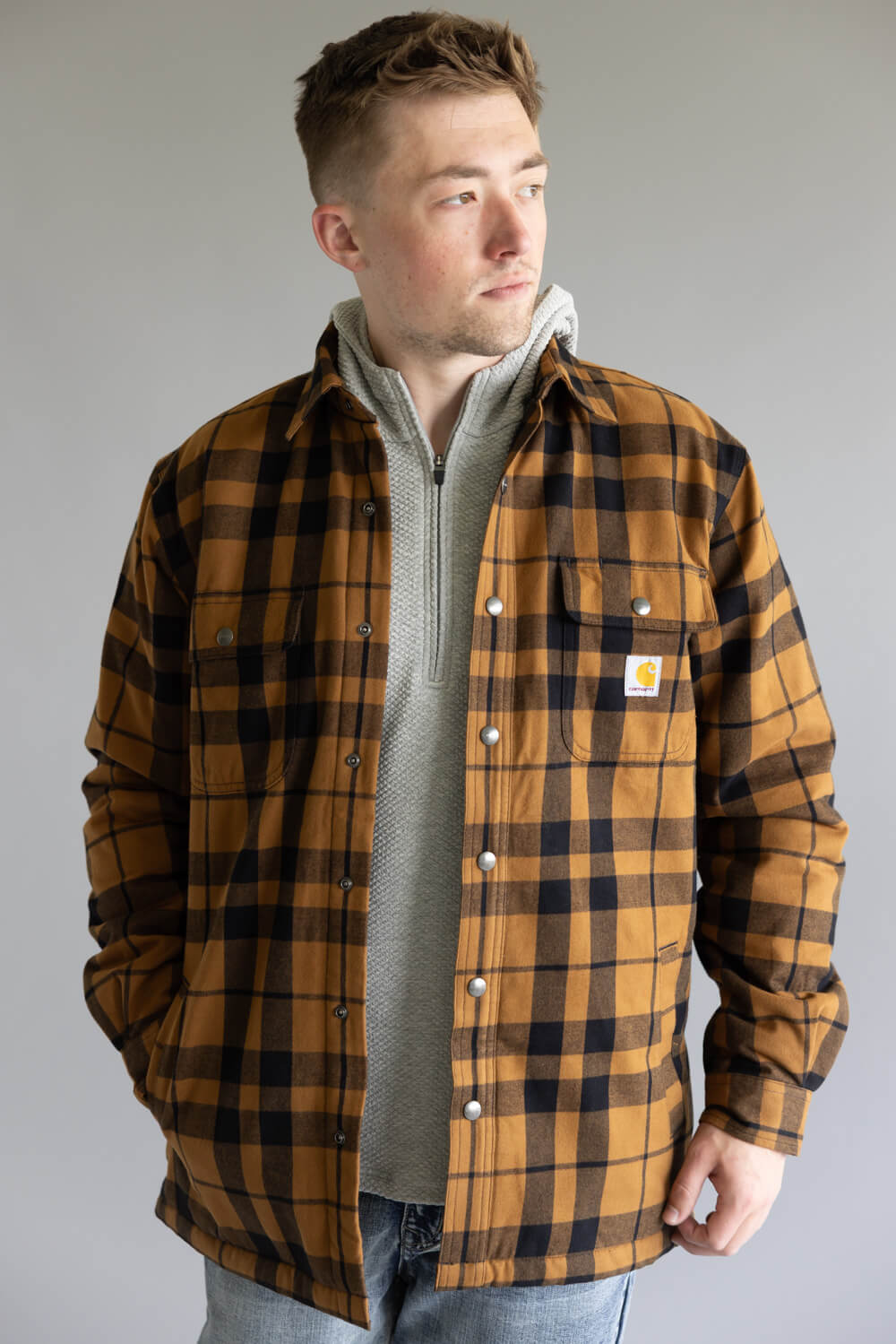 Carhartt Flannel Sherpa Lined Shirt Jacket for Men in Brown