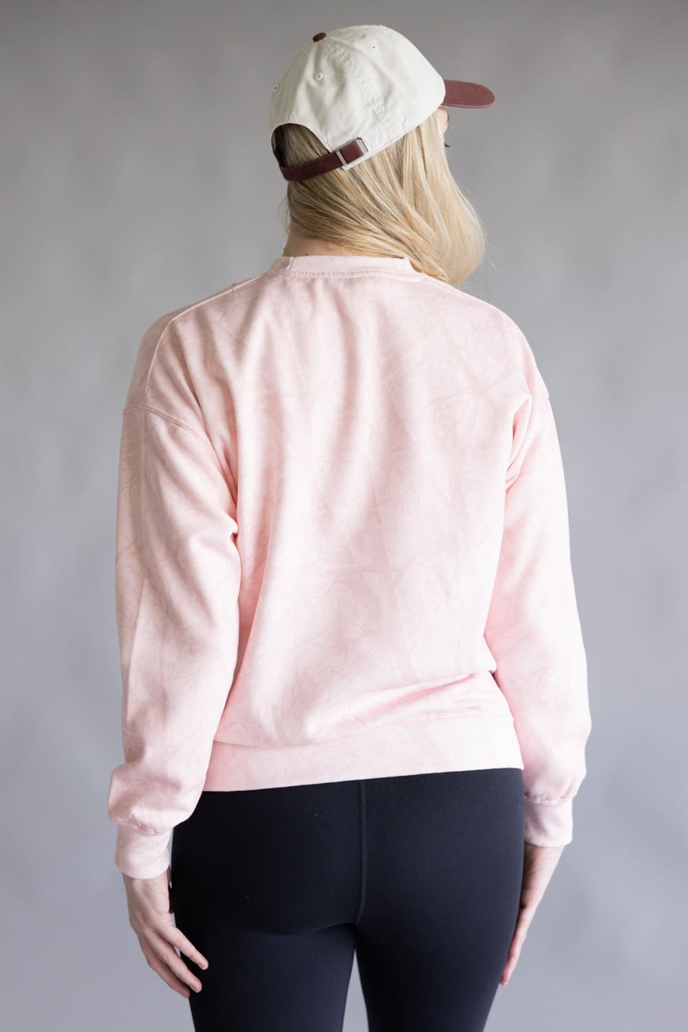 Camo Crewneck Fleece Sweatshirt for Women in Pink