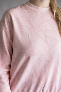 Camo Crewneck Fleece Sweatshirt for Women in Pink