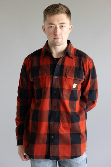 Carhartt Heavyweight Plaid Flannel for Men in Red/Orange 