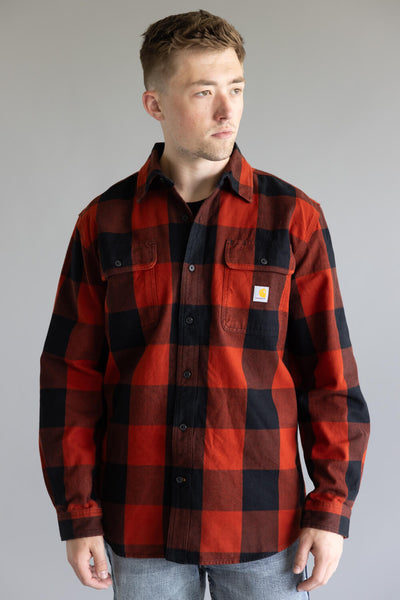 Carhartt Heavyweight Plaid Flannel for Men in Red/Orange | 107013