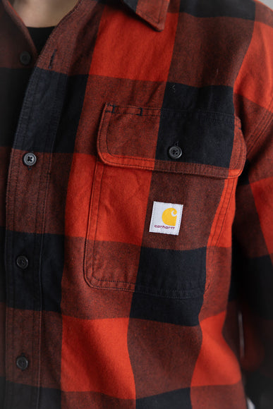 Carhartt Heavyweight Plaid Flannel for Men in Red/Orange 