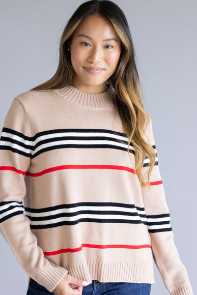 Multi Stripe Sweater for Women in Mocha