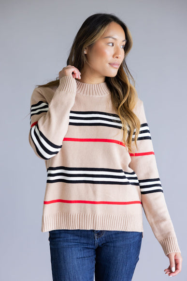 Multi Stripe Sweater for Women in Mocha