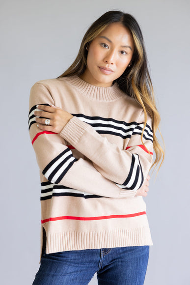 Multi Stripe Sweater for Women in Mocha