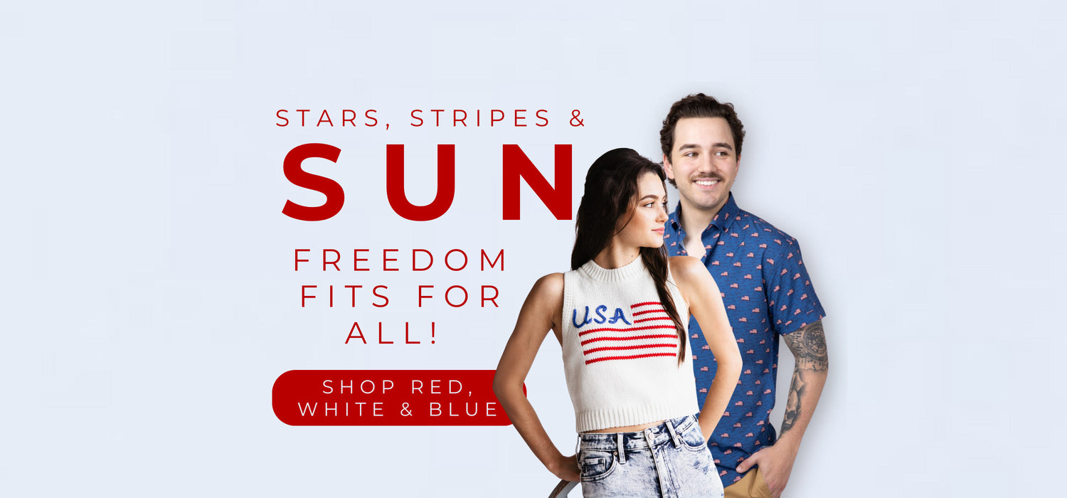 Stars, Stripes & Sun! Freedom Fits For All! Shop Red, White & Blue Collection