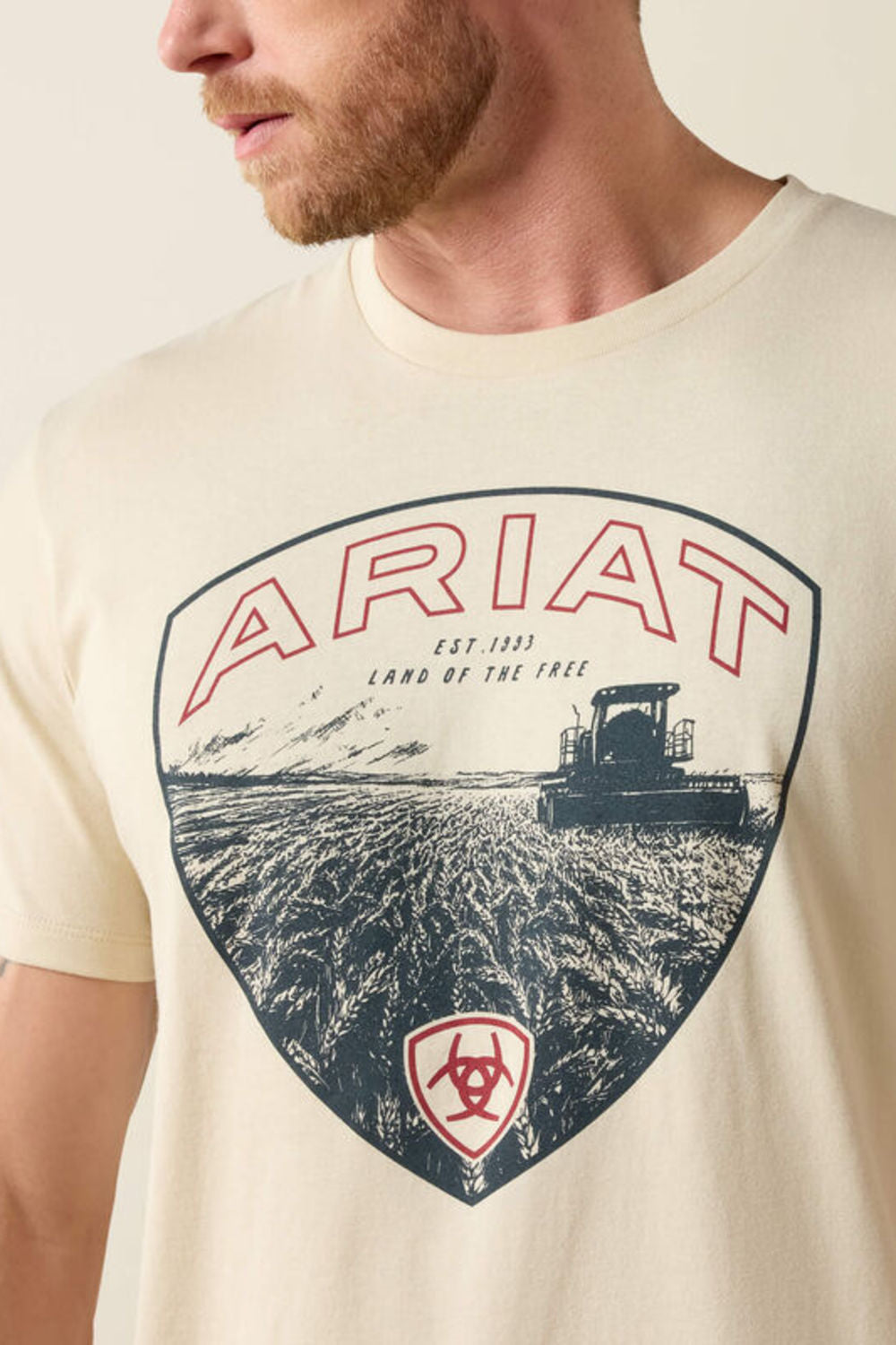 Ariat Land Of Free Farm T-Shirt for Men in Natural | 10071190-NATURAL