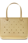 A metallic gold Bago tote bag with a perforated polka-dot pattern and dual top handles, shown against a plain white background.