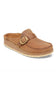 Oiled leather mule shoes with moccasin stitching 