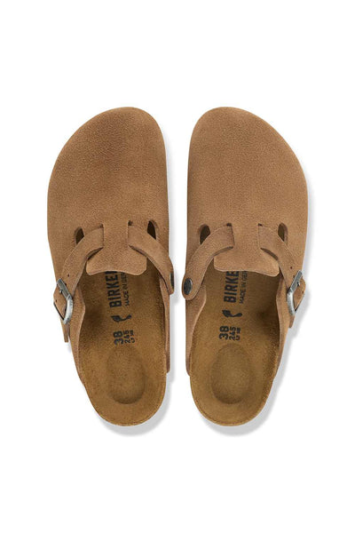 Birkenstock Boston Suede Leather Clogs for Women in Dark Tea