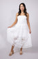 Eyelet Lace Strapless Midi Dress for Women in White