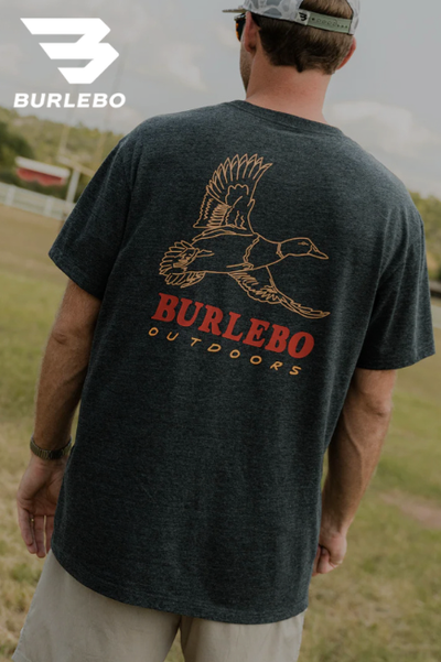 Man in a dark gray T-shirt with 