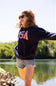 1897 Active Embroidered USA Sweatshirt for Women in Deep Navy
