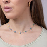 Blue Flower Choker Necklace in Gold