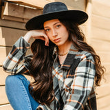Thread & Supply Tullis Fleece Plaid Shacket for Women in Black/Brown