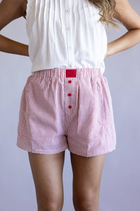 Striped Boxer Shorts for Women in Red