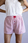 Striped Boxer Shorts for Women in Red