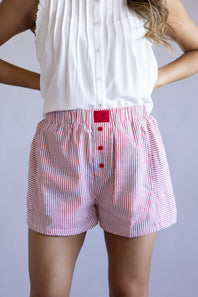 Striped Boxer Shorts for Women in Red