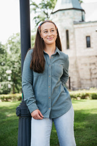 Thread & Supply Lewis Soft Luxe Button Up Shirt for Women in Spruce Heather