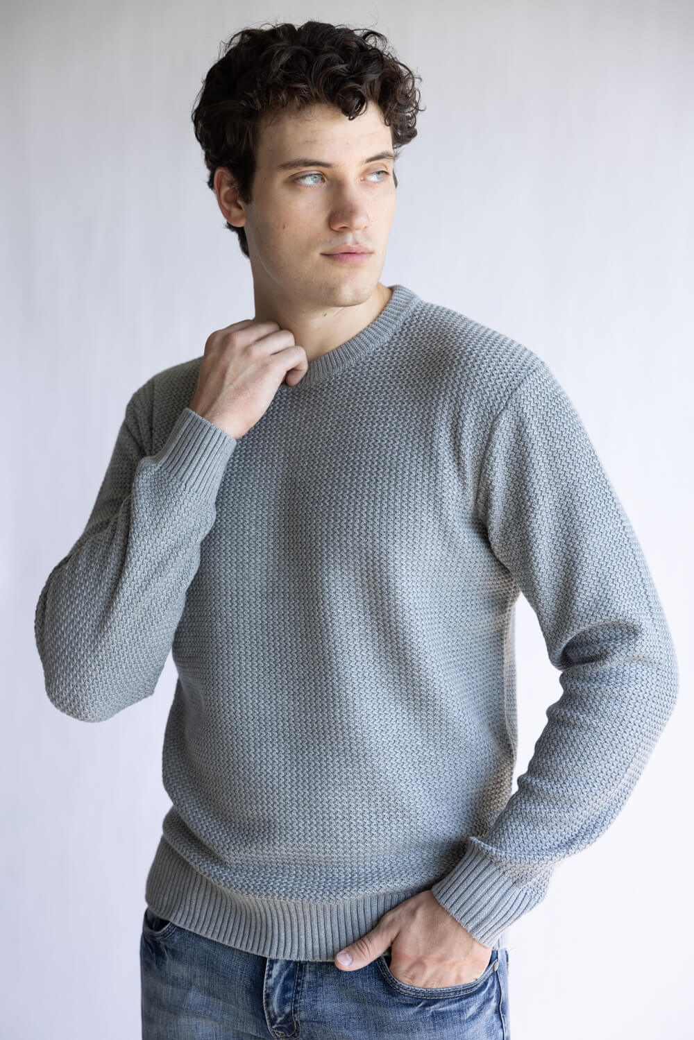 1897 Original Knit Crewneck Sweater for Men in Silver Heather
