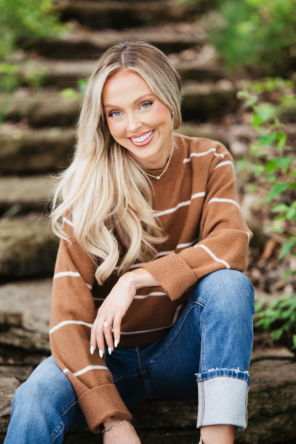 La Miel Pencil Stripe Sweater for Women in Brown