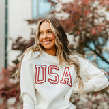 1897 Active USA Graphic Fleece Sweatshirt for Women in Ivory