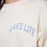 1897 Active Michigan Lake Life Fleece Sweatshirt for Women in Cream/Blue