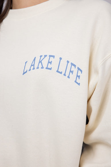 1897 Active Michigan Lake Life Fleece Sweatshirt for Women in Cream/Blue