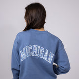 1897 Active Michigan Lake Life Fleece Sweatshirt for Women in Cream/Blue
