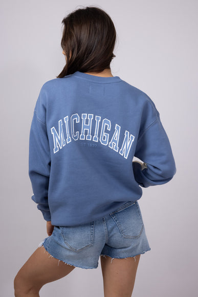 1897 Active Michigan Lake Life Fleece Sweatshirt for Women in Cream/Blue