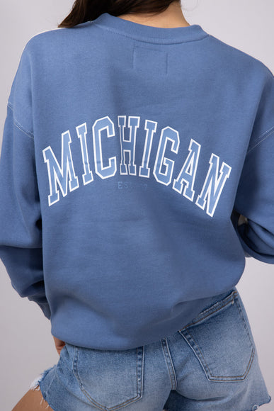 1897 Active Michigan Lake Life Fleece Sweatshirt for Women in Cream/Blue