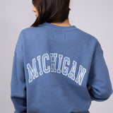 1897 Active Michigan Lake Life Fleece Sweatshirt for Women in Cream/Blue