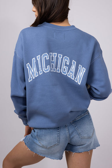 1897 Active Michigan Lake Life Fleece Sweatshirt for Women in Cream/Blue