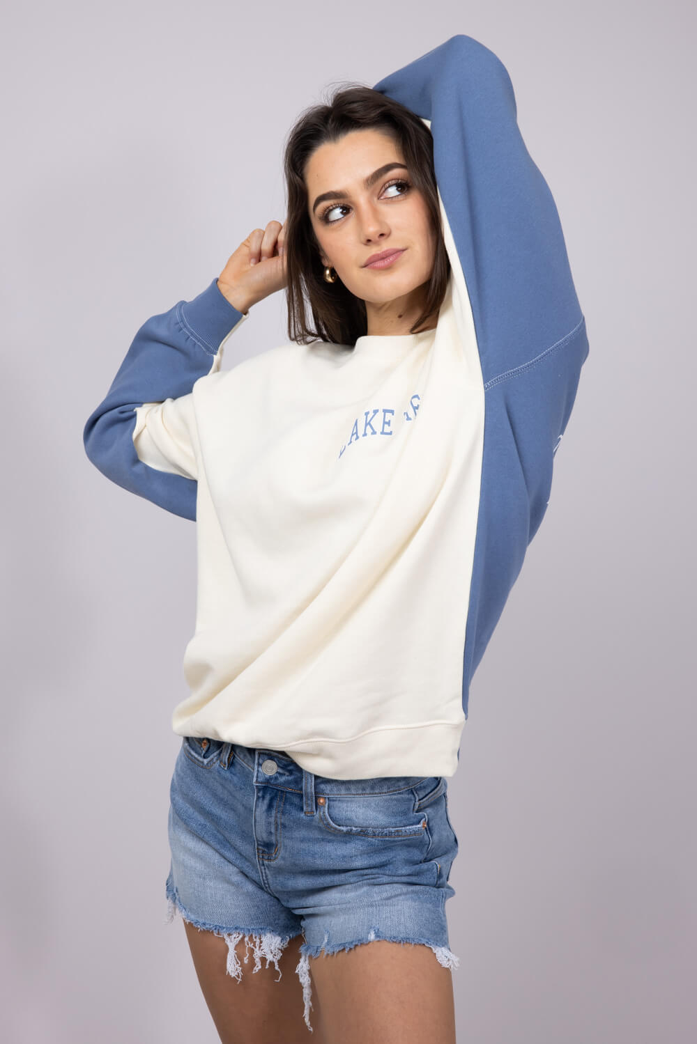 1897 Active Michigan Lake Life Sweatshirt for Women in Cream