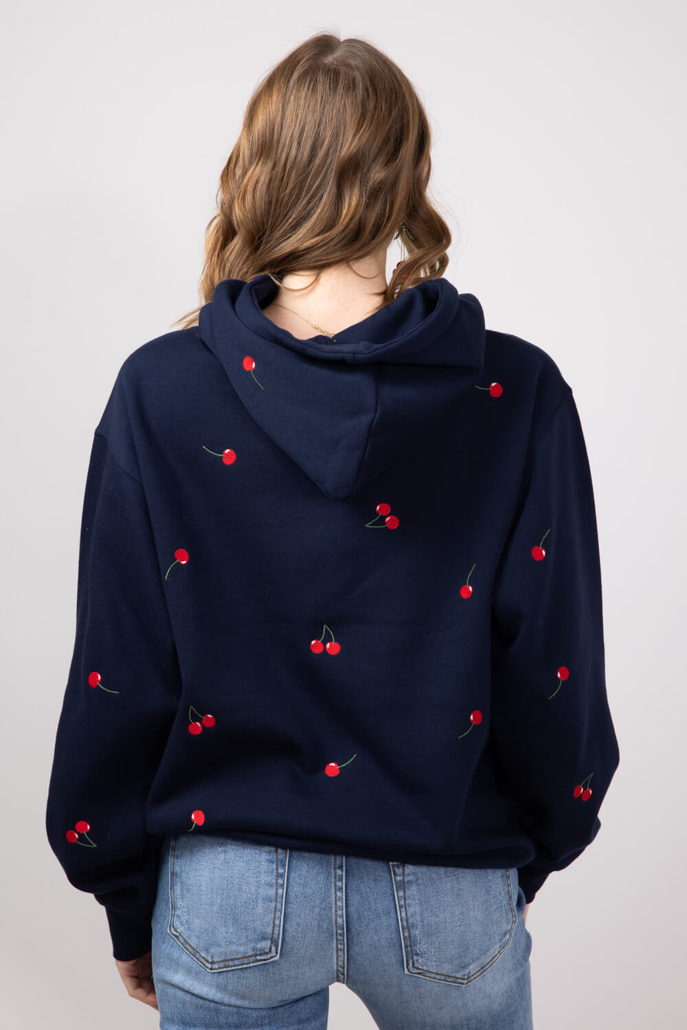 1897 Active Embroidered All Over Print Cherry Hoodie for Women in