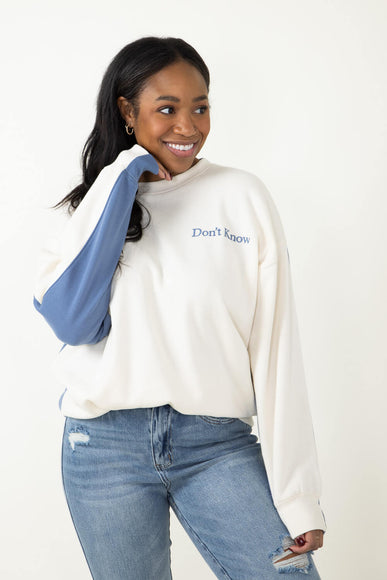 1897 Active Don’t Know Don’t Care Sweatshirt for Women in Cream/Blue