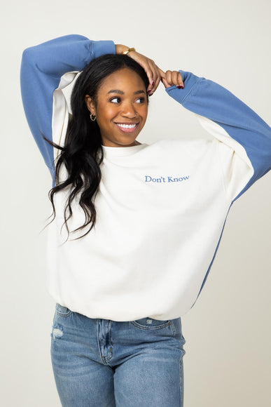 1897 Active Don’t Know Don’t Care Sweatshirt for Women in Cream/Blue