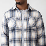 Brooklyn Cloth Heavy Flannel Shacket for Men in Blue/Cream Brooklyn Cloth Heavy Flannel Shacket for Men in Blue/Cream