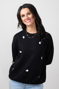 1897 Active Ghost Embroidery Sweatshirt for Women in Black