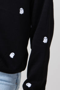 1897 Active Ghost Embroidery Sweatshirt for Women in Black