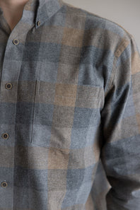 1897 Legends Flannel Shirt for Men in Grey/Brown Plaid 