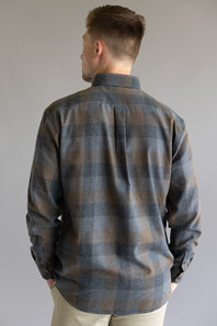 1897 Legends Flannel Shirt for Men in Grey/Brown Plaid 